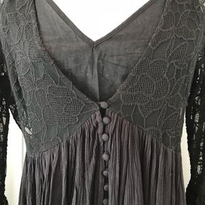 FREE PEOPLE Black Lace Dress with Bell Sleeves